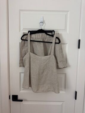 J. Crew Neutral Beige Linen-Blend Cami and Short